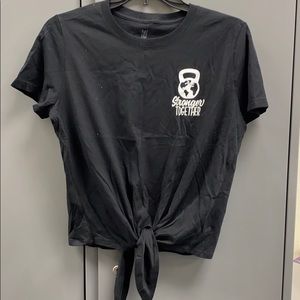 Barbell Box Crop Tie TShirt